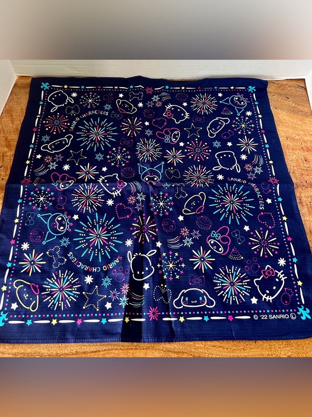 Sanrio Fireworks Furoshiki Cloth Hello Kitty & Kuromi Bandana Handkerchief Scarf